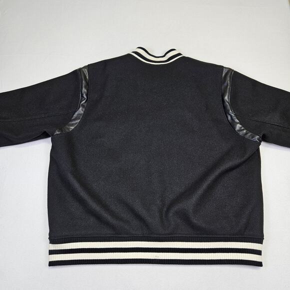 Abercrombie & Fitch Varsity Bomber Jacket Mens XL Wool Feel Relaxed Fit Black - Picture 5 of 10